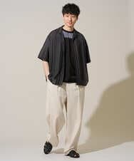 KHBGD61069 a.v.v MEN(アー・ヴェ・ヴェ) 【洗濯機で洗える】ワイドストライプゴブソデオープンカラーシャツ ダークグレー