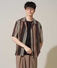 KHBGD61069 a.v.v MEN(アー・ヴェ・ヴェ) 【洗濯機で洗える】ワイドストライプゴブソデオープンカラーシャツ ダークグレー