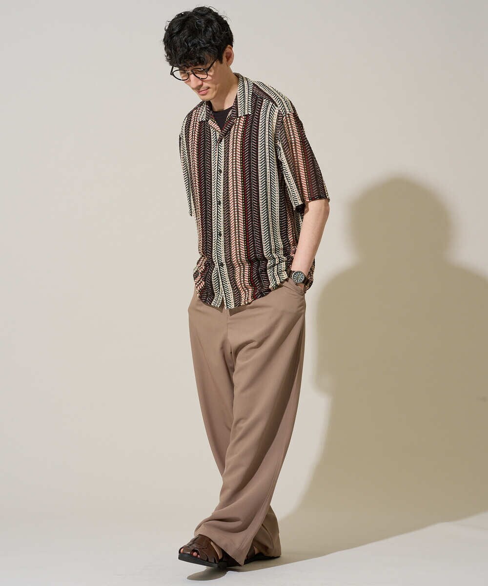 KHBGD61069 a.v.v MEN(アー・ヴェ・ヴェ) 【洗濯機で洗える】ワイドストライプゴブソデオープンカラーシャツ ダークグレー