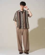 KHBGD61069 a.v.v MEN(アー・ヴェ・ヴェ) 【洗濯機で洗える】ワイドストライプゴブソデオープンカラーシャツ ダークグレー