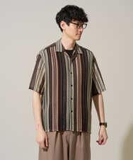 KHBGD61069 a.v.v MEN(アー・ヴェ・ヴェ) 【洗濯機で洗える】ワイドストライプゴブソデオープンカラーシャツ ダークグレー