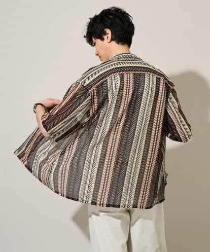 KHBGD61069 a.v.v MEN 【洗濯機で洗える】ワイドストライプゴブソデオープンカラーシャツ