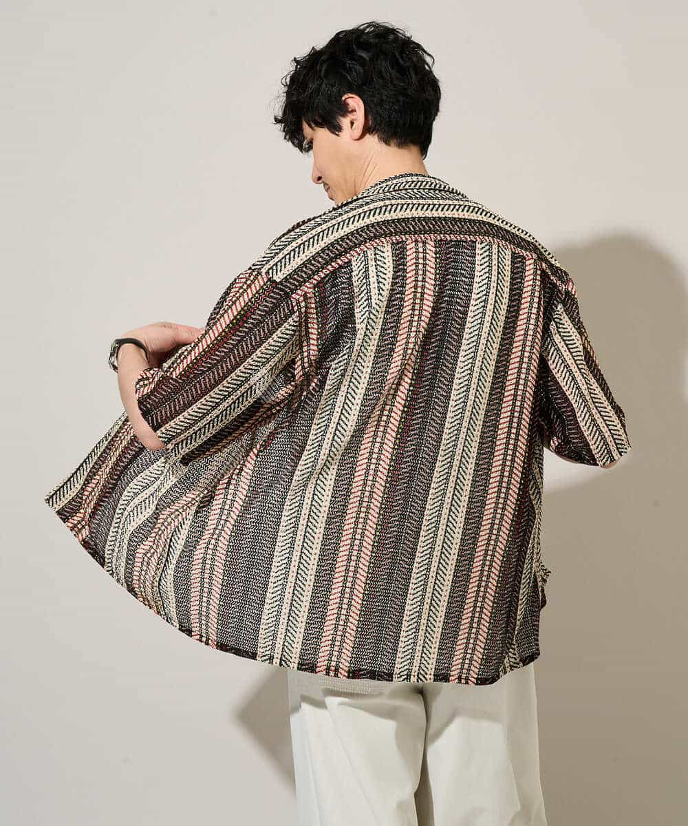 KHBGD61069 a.v.v MEN(アー・ヴェ・ヴェ) 【洗濯機で洗える】ワイドストライプゴブソデオープンカラーシャツ レッド