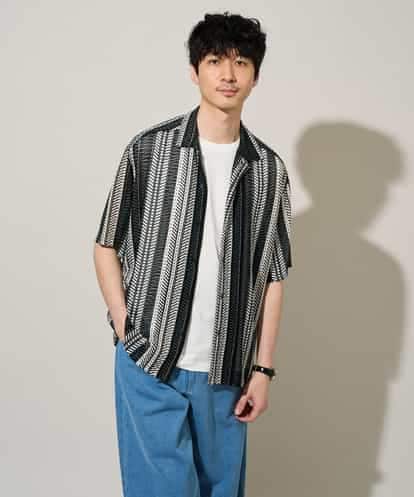 KHBGD61069 a.v.v MEN 【洗濯機で洗える】ワイドストライプゴブソデオープンカラーシャツ