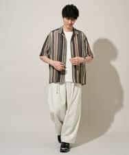 KHBGD61069 a.v.v MEN(アー・ヴェ・ヴェ) 【洗濯機で洗える】ワイドストライプゴブソデオープンカラーシャツ ダークグレー