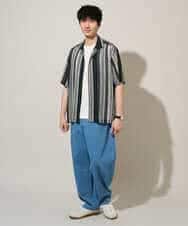 KHBGD61069 a.v.v MEN(アー・ヴェ・ヴェ) 【洗濯機で洗える】ワイドストライプゴブソデオープンカラーシャツ ダークグレー