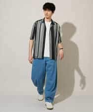 KHBGD61069 a.v.v MEN(アー・ヴェ・ヴェ) 【洗濯機で洗える】ワイドストライプゴブソデオープンカラーシャツ ダークグレー