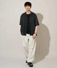 KHBGD61069 a.v.v MEN(アー・ヴェ・ヴェ) 【洗濯機で洗える】ワイドストライプゴブソデオープンカラーシャツ ダークグレー