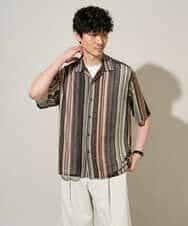 KHBGD61069 a.v.v MEN(アー・ヴェ・ヴェ) 【洗濯機で洗える】ワイドストライプゴブソデオープンカラーシャツ ダークグレー