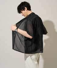 KHBGD61069 a.v.v MEN(アー・ヴェ・ヴェ) 【洗濯機で洗える】ワイドストライプゴブソデオープンカラーシャツ ダークグレー