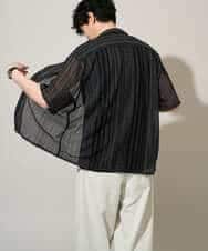 KHBGD61069 a.v.v MEN(アー・ヴェ・ヴェ) 【洗濯機で洗える】ワイドストライプゴブソデオープンカラーシャツ ダークグレー