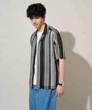 KHBGD61069 a.v.v MEN(アー・ヴェ・ヴェ) 【洗濯機で洗える】ワイドストライプゴブソデオープンカラーシャツ ダークグレー