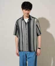 KHBGD61069 a.v.v MEN(アー・ヴェ・ヴェ) 【洗濯機で洗える】ワイドストライプゴブソデオープンカラーシャツ ダークグレー