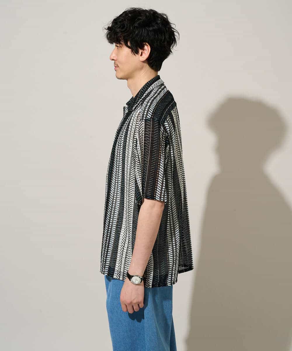 KHBGD61069 a.v.v MEN(アー・ヴェ・ヴェ) 【洗濯機で洗える】ワイドストライプゴブソデオープンカラーシャツ ダークグレー