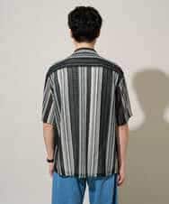 KHBGD61069 a.v.v MEN(アー・ヴェ・ヴェ) 【洗濯機で洗える】ワイドストライプゴブソデオープンカラーシャツ ダークグレー