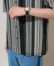 KHBGD61069 a.v.v MEN(アー・ヴェ・ヴェ) 【洗濯機で洗える】ワイドストライプゴブソデオープンカラーシャツ ダークグレー