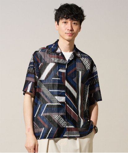 KHBGD62079 a.v.v MEN 【雑誌MonoMax６月号掲載】涼シャツ / ビッグキカゴブソデオープンカラーシャツ【洗濯機で洗える】