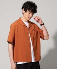 KHBGD78049 a.v.v MEN(アー・ヴェ・ヴェ) 〈接触冷感 / 遮熱 / 吸水速乾 / UVカット〉リライト オープンカラーシャツ【ストレッチ / イージーケア / 洗濯機で洗える】 オレンジ