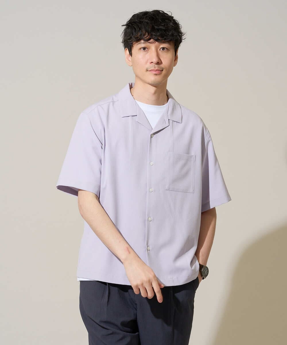 KHBGD78049 a.v.v MEN(アー・ヴェ・ヴェ) 【雑誌MonoMax5月号掲載】リライト　オープンカラーシャツ【イージーケア/洗濯機で洗える/接触冷感/吸水速乾/UVカット/ストレッチ】 ダークグレー