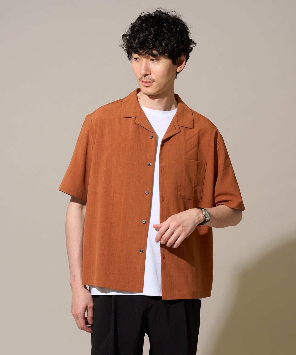 KHBGD78049 a.v.v MEN(アー・ヴェ・ヴェ) 〈接触冷感 / 遮熱 / 吸水速乾 / UVカット〉リライト オープンカラーシャツ【ストレッチ / イージーケア / 洗濯機で洗える】 ダークグレー