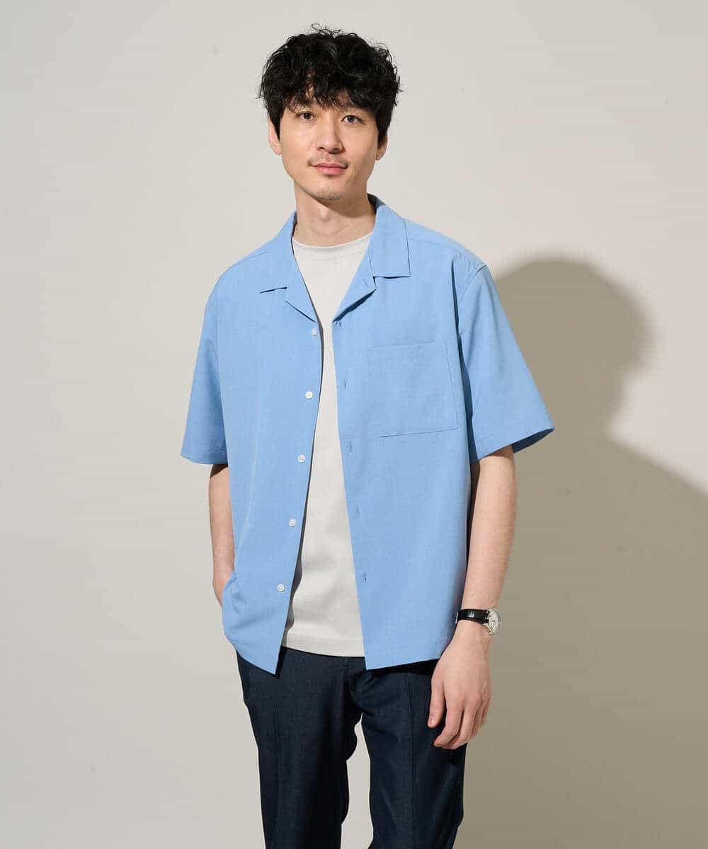 KHBGD78049 a.v.v MEN(アー・ヴェ・ヴェ) 【雑誌MonoMax5月号掲載】リライト　オープンカラーシャツ【イージーケア/洗濯機で洗える/接触冷感/吸水速乾/UVカット/ストレッチ】 ライトブルー