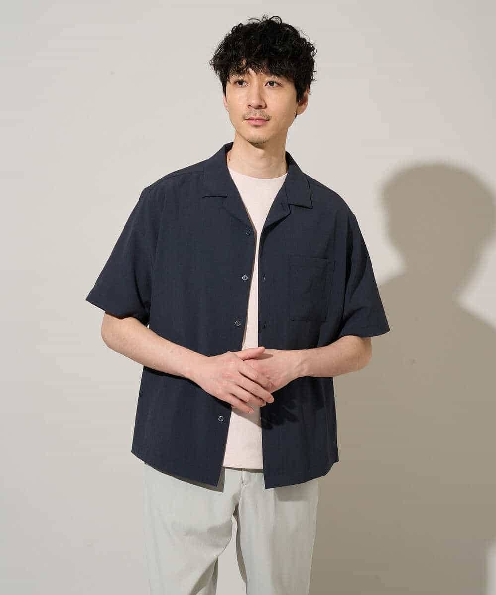 KHBGD78049 a.v.v MEN(アー・ヴェ・ヴェ) 【雑誌MonoMax5月号掲載】リライト　オープンカラーシャツ【イージーケア/洗濯機で洗える/接触冷感/吸水速乾/UVカット/ストレッチ】 ダークグレー