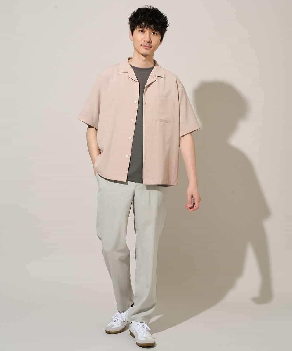 KHBGD78049 a.v.v MEN(アー・ヴェ・ヴェ) 【雑誌MonoMax5月号掲載】リライト　オープンカラーシャツ【イージーケア/洗濯機で洗える/接触冷感/吸水速乾/UVカット/ストレッチ】 ダークグレー