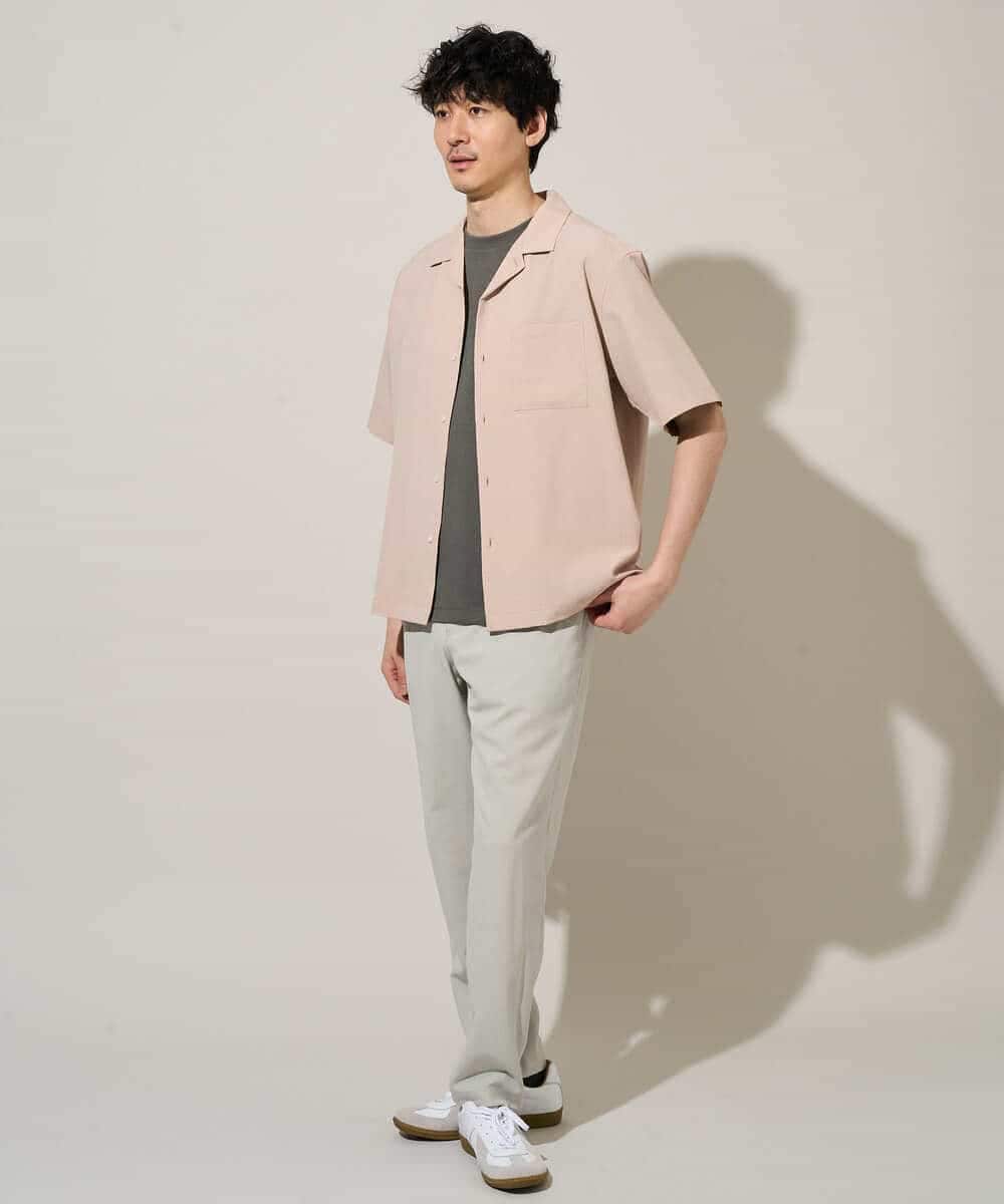 KHBGD78049 a.v.v MEN(アー・ヴェ・ヴェ) 【雑誌MonoMax5月号掲載】リライト　オープンカラーシャツ【イージーケア/洗濯機で洗える/接触冷感/吸水速乾/UVカット/ストレッチ】 ダークグレー