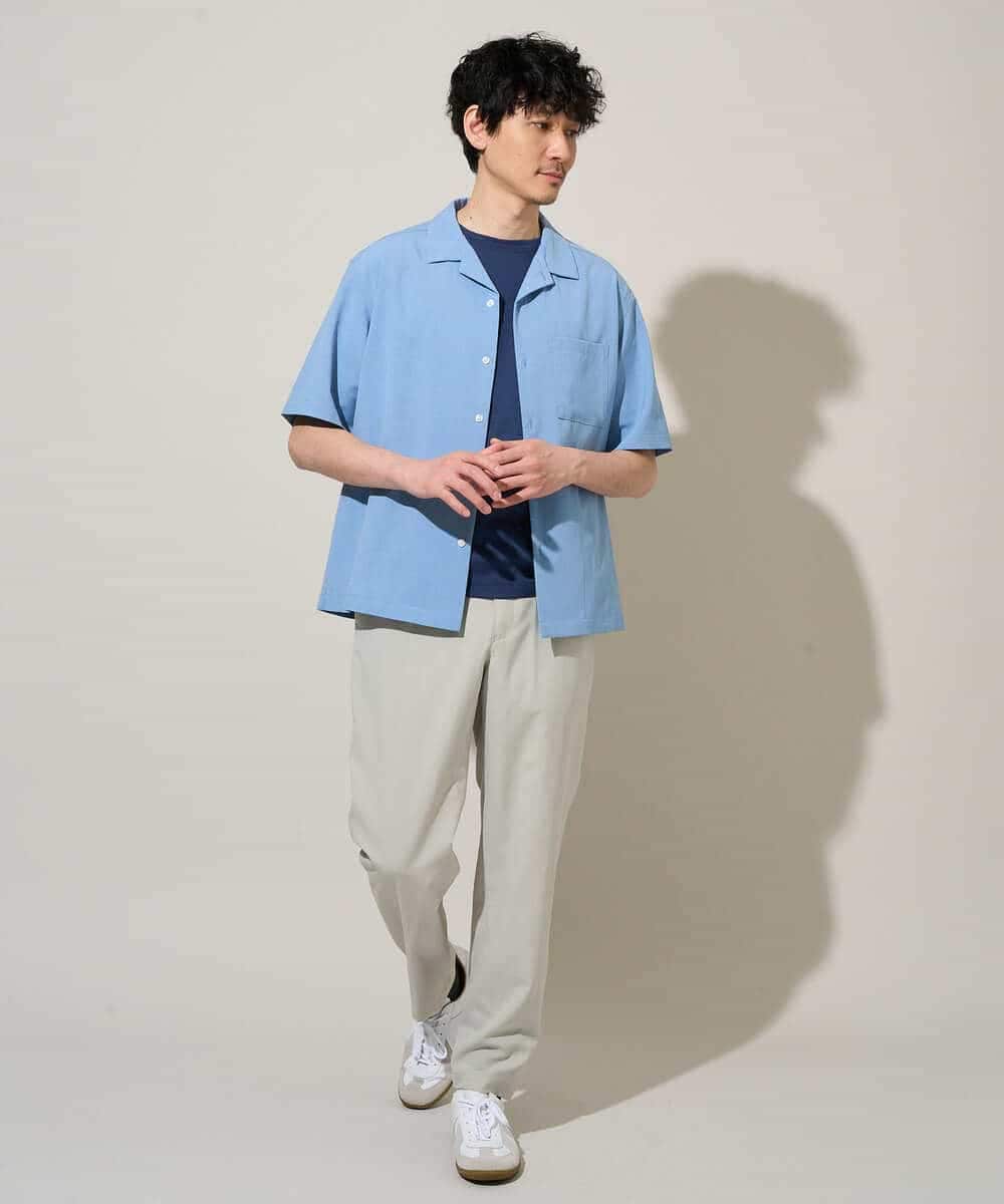 KHBGD78049 a.v.v MEN(アー・ヴェ・ヴェ) 【雑誌MonoMax5月号掲載】リライト　オープンカラーシャツ【イージーケア/洗濯機で洗える/接触冷感/吸水速乾/UVカット/ストレッチ】 ダークグレー