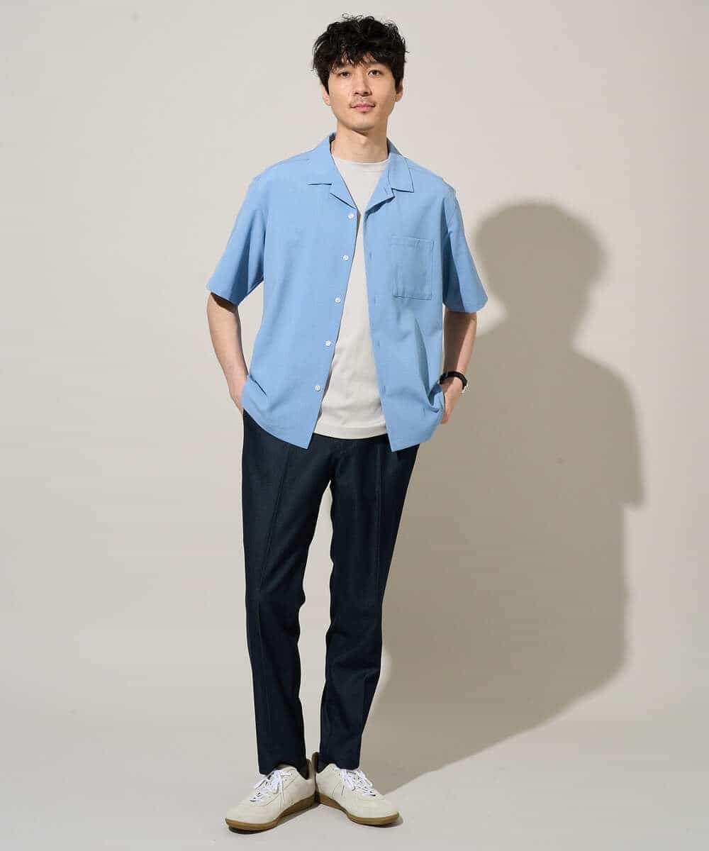 KHBGD78049 a.v.v MEN(アー・ヴェ・ヴェ) 【雑誌MonoMax5月号掲載】リライト　オープンカラーシャツ【イージーケア/洗濯機で洗える/接触冷感/吸水速乾/UVカット/ストレッチ】 ダークグレー