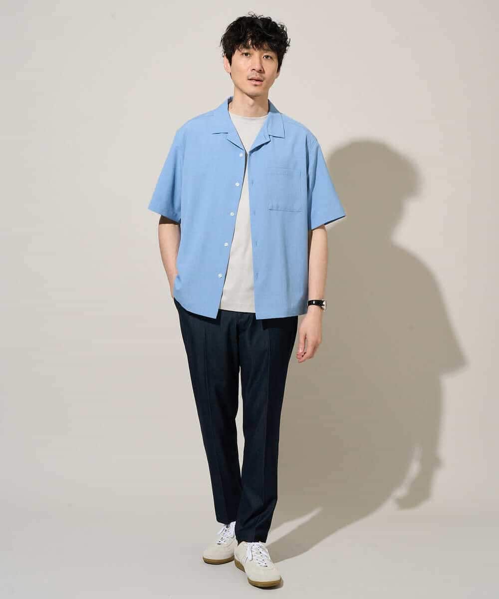 KHBGD78049 a.v.v MEN(アー・ヴェ・ヴェ) 【雑誌MonoMax5月号掲載】リライト　オープンカラーシャツ【イージーケア/洗濯機で洗える/接触冷感/吸水速乾/UVカット/ストレッチ】 ダークグレー