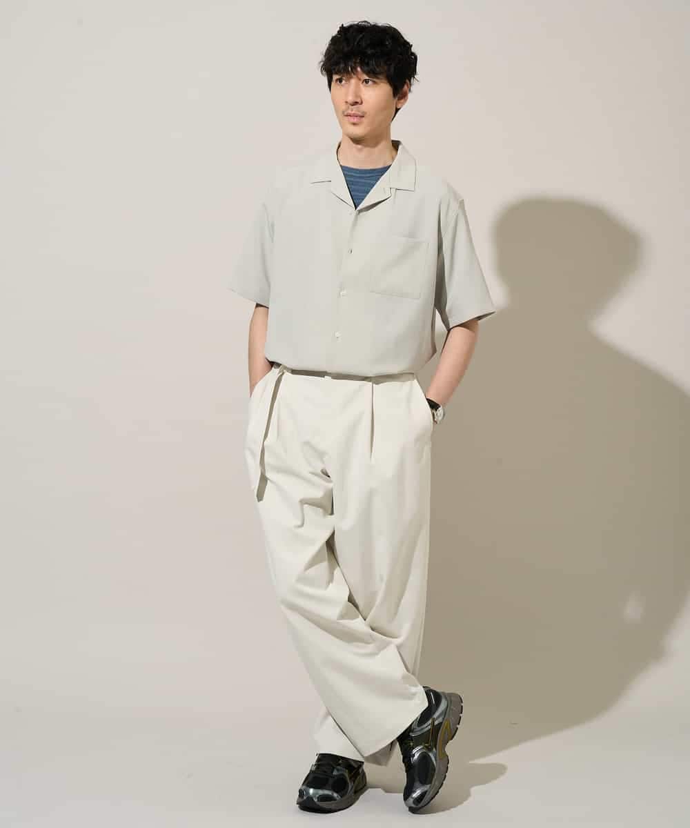 KHBGD78049 a.v.v MEN(アー・ヴェ・ヴェ) 【雑誌MonoMax5月号掲載】リライト　オープンカラーシャツ【イージーケア/洗濯機で洗える/接触冷感/吸水速乾/UVカット/ストレッチ】 ダークグレー