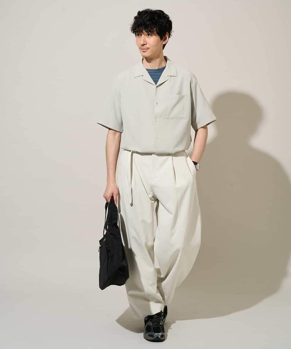 KHBGD78049 a.v.v MEN(アー・ヴェ・ヴェ) 【雑誌MonoMax5月号掲載】リライト　オープンカラーシャツ【イージーケア/洗濯機で洗える/接触冷感/吸水速乾/UVカット/ストレッチ】 ダークグレー