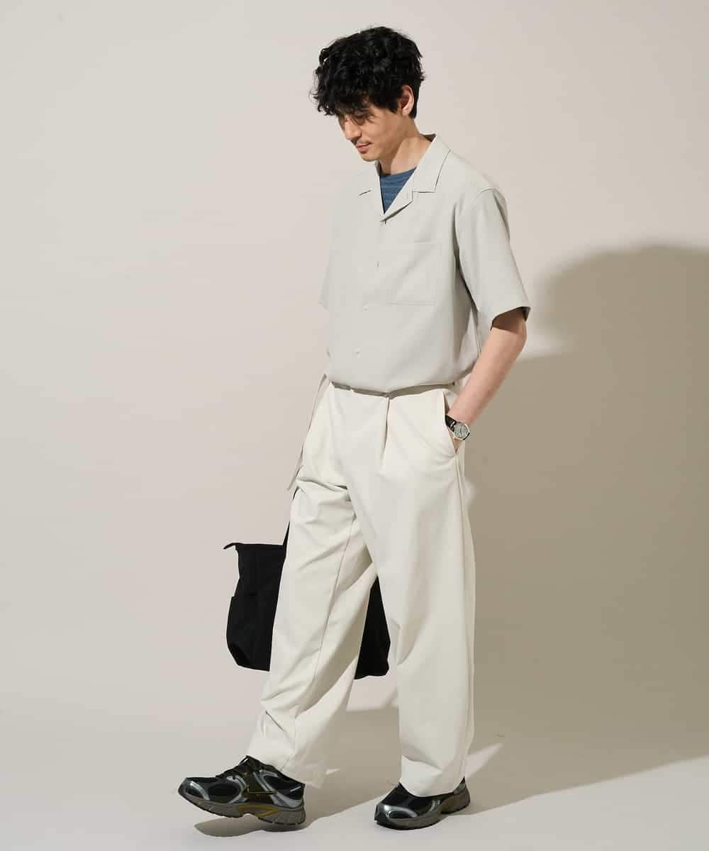 KHBGD78049 a.v.v MEN(アー・ヴェ・ヴェ) 【雑誌MonoMax5月号掲載】リライト　オープンカラーシャツ【イージーケア/洗濯機で洗える/接触冷感/吸水速乾/UVカット/ストレッチ】 ダークグレー