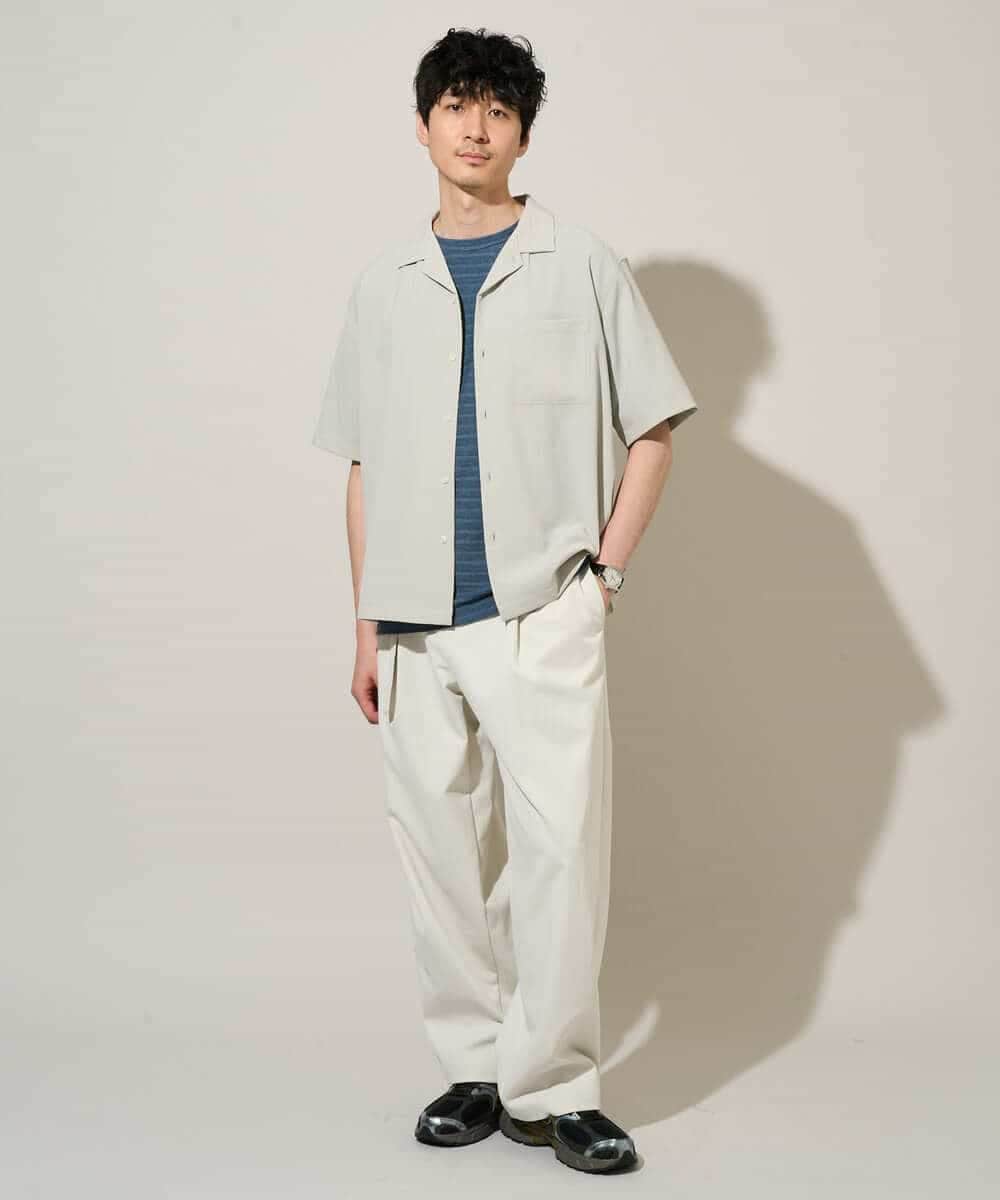 KHBGD78049 a.v.v MEN(アー・ヴェ・ヴェ) 【雑誌MonoMax5月号掲載】リライト　オープンカラーシャツ【イージーケア/洗濯機で洗える/接触冷感/吸水速乾/UVカット/ストレッチ】 ダークグレー