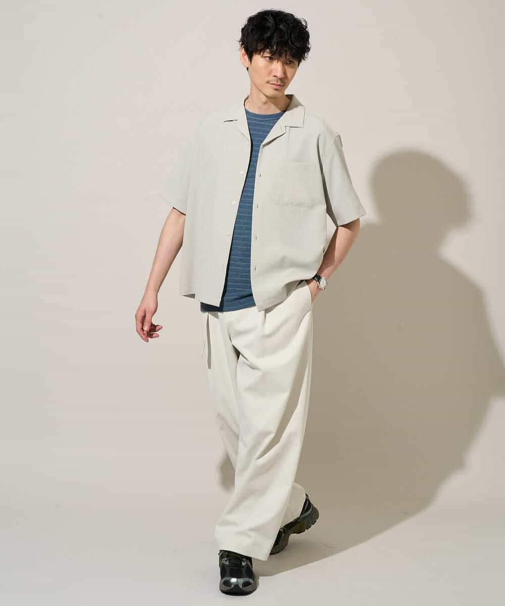 KHBGD78049 a.v.v MEN(アー・ヴェ・ヴェ) 【雑誌MonoMax5月号掲載】リライト　オープンカラーシャツ【イージーケア/洗濯機で洗える/接触冷感/吸水速乾/UVカット/ストレッチ】 ダークグレー