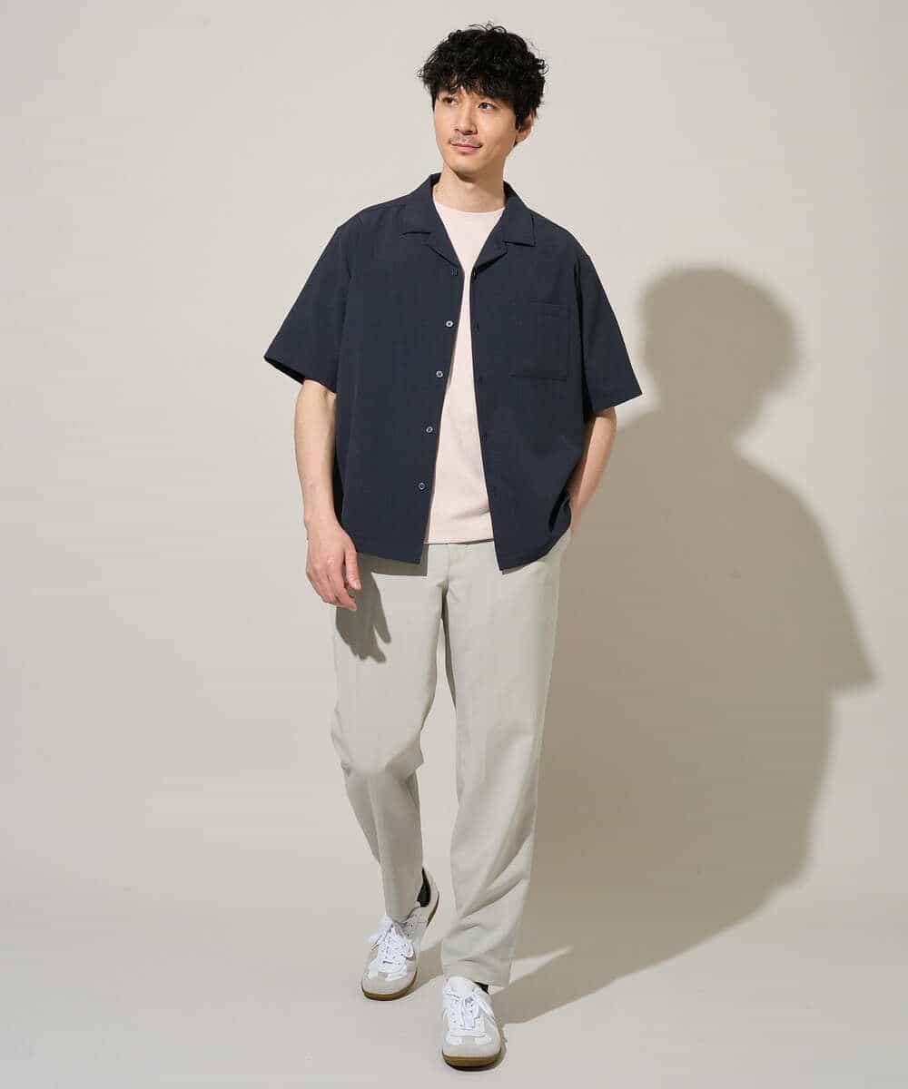 KHBGD78049 a.v.v MEN(アー・ヴェ・ヴェ) 【雑誌MonoMax5月号掲載】リライト　オープンカラーシャツ【イージーケア/洗濯機で洗える/接触冷感/吸水速乾/UVカット/ストレッチ】 ダークグレー