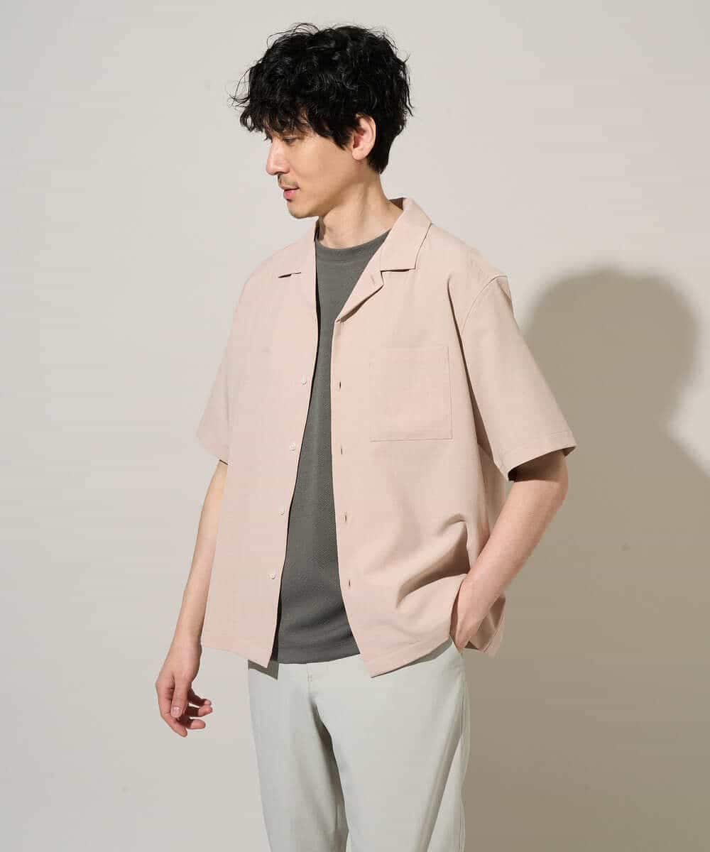 KHBGD78049 a.v.v MEN(アー・ヴェ・ヴェ) 【雑誌MonoMax5月号掲載】リライト　オープンカラーシャツ【イージーケア/洗濯機で洗える/接触冷感/吸水速乾/UVカット/ストレッチ】 ダークグレー