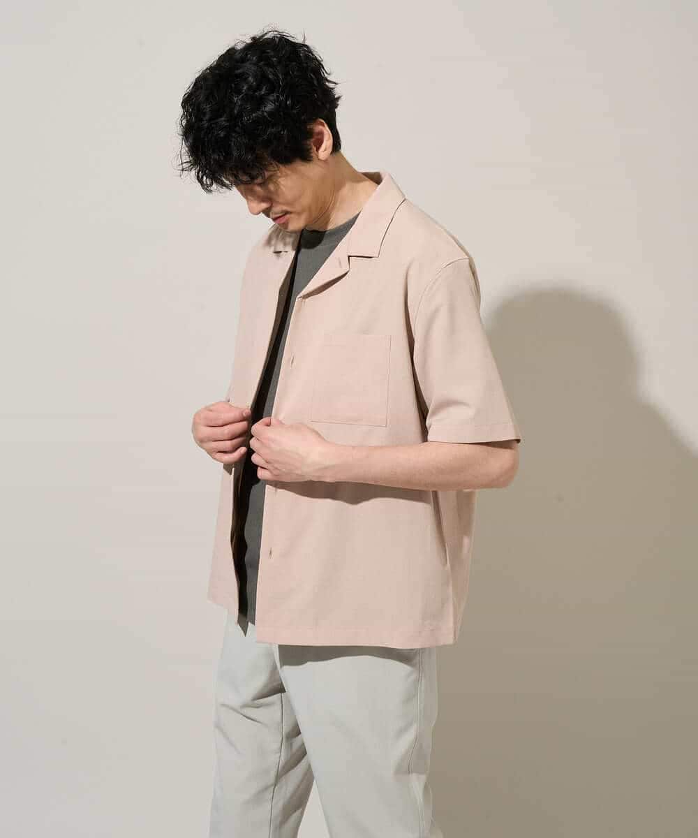 KHBGD78049 a.v.v MEN(アー・ヴェ・ヴェ) 【雑誌MonoMax5月号掲載】リライト　オープンカラーシャツ【イージーケア/洗濯機で洗える/接触冷感/吸水速乾/UVカット/ストレッチ】 ダークグレー