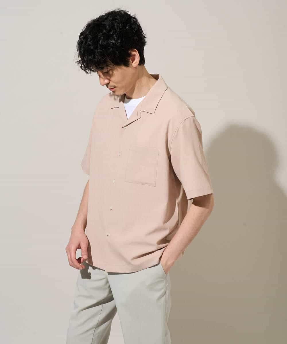 KHBGD78049 a.v.v MEN(アー・ヴェ・ヴェ) 【雑誌MonoMax5月号掲載】リライト　オープンカラーシャツ【イージーケア/洗濯機で洗える/接触冷感/吸水速乾/UVカット/ストレッチ】 ダークグレー