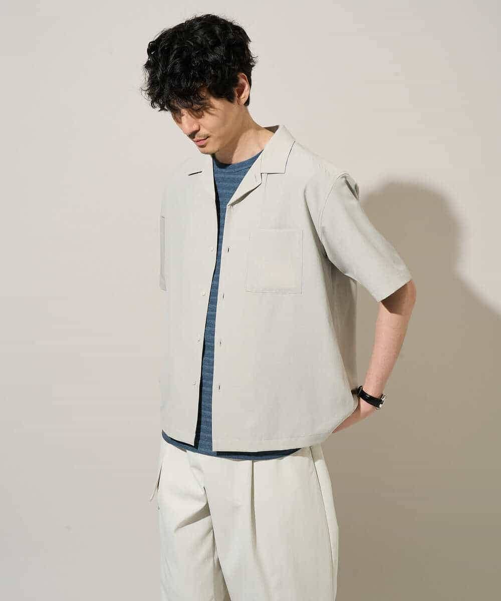 KHBGD78049 a.v.v MEN(アー・ヴェ・ヴェ) 【雑誌MonoMax5月号掲載】リライト　オープンカラーシャツ【イージーケア/洗濯機で洗える/接触冷感/吸水速乾/UVカット/ストレッチ】 ダークグレー