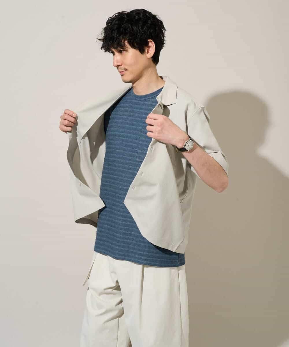 KHBGD78049 a.v.v MEN(アー・ヴェ・ヴェ) 【雑誌MonoMax5月号掲載】リライト　オープンカラーシャツ【イージーケア/洗濯機で洗える/接触冷感/吸水速乾/UVカット/ストレッチ】 ダークグレー