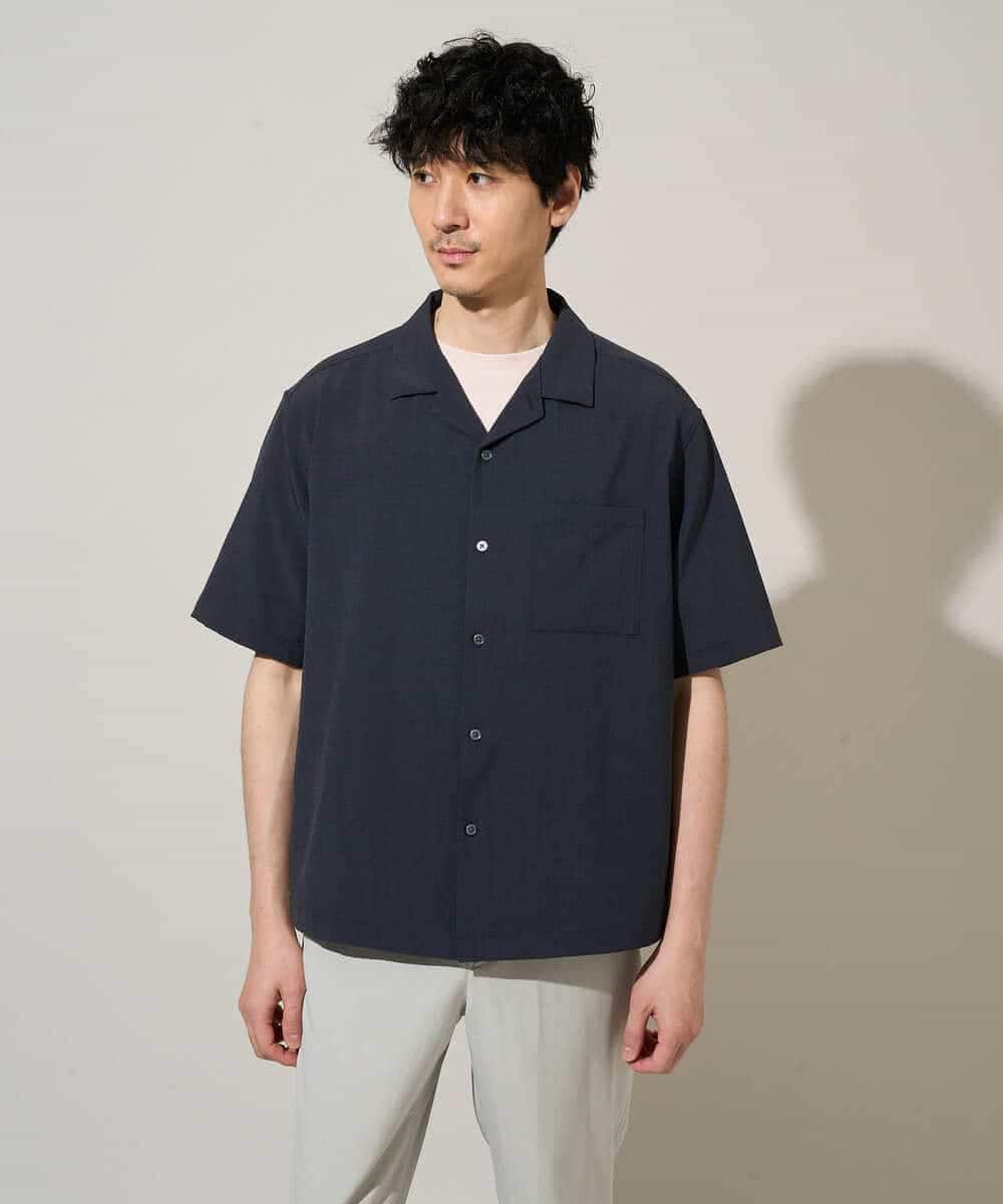 KHBGD78049 a.v.v MEN(アー・ヴェ・ヴェ) 【雑誌MonoMax5月号掲載】リライト　オープンカラーシャツ【イージーケア/洗濯機で洗える/接触冷感/吸水速乾/UVカット/ストレッチ】 ダークグレー