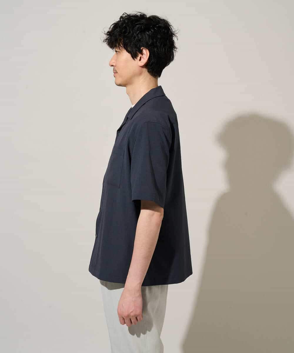 KHBGD78049 a.v.v MEN(アー・ヴェ・ヴェ) 【雑誌MonoMax5月号掲載】リライト　オープンカラーシャツ【イージーケア/洗濯機で洗える/接触冷感/吸水速乾/UVカット/ストレッチ】 ダークグレー