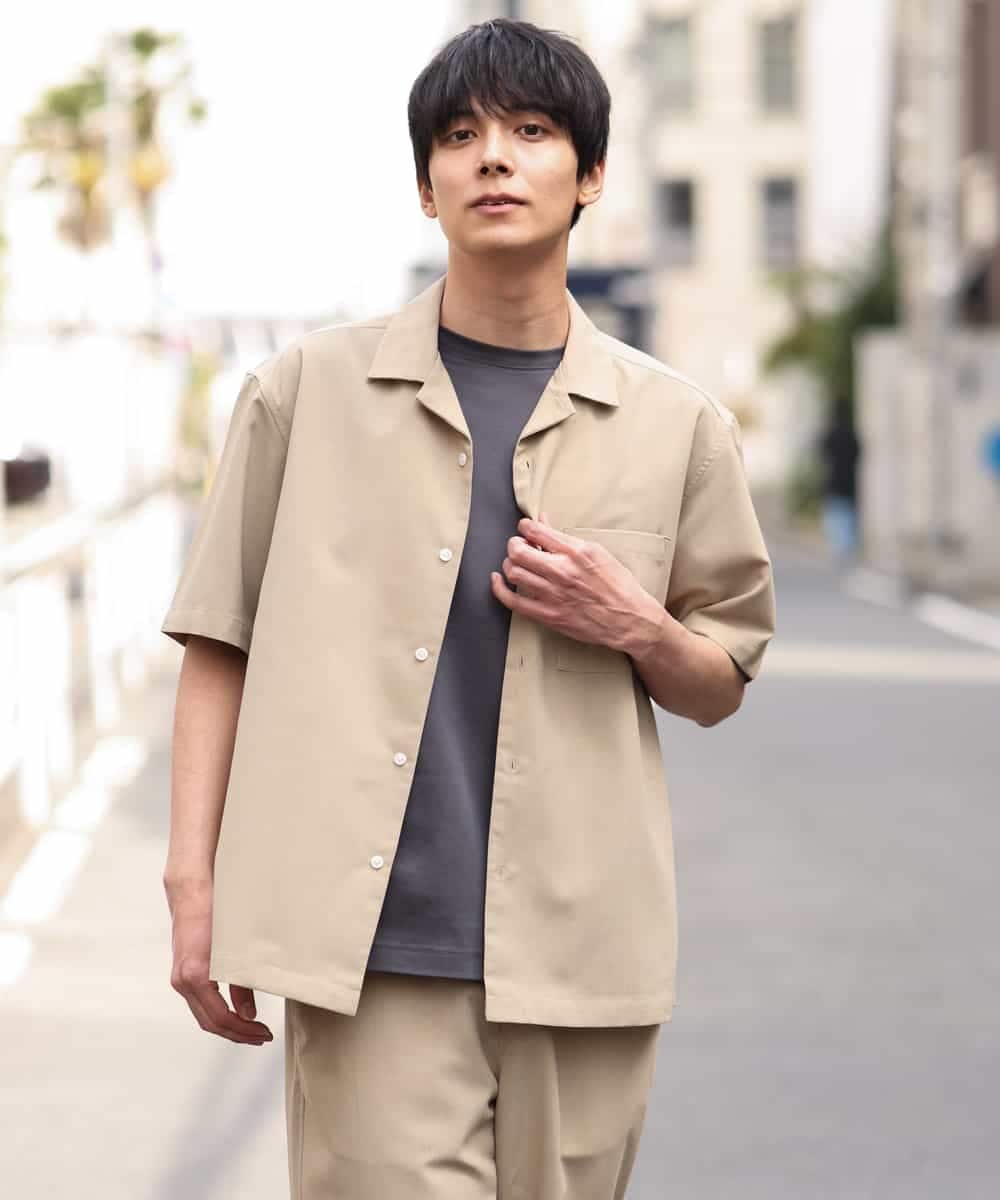 KHBGP40044 a.v.v MEN(アー・ヴェ・ヴェ) 【S-XXL/速乾】リライト オープンカラーシャツ ブルー