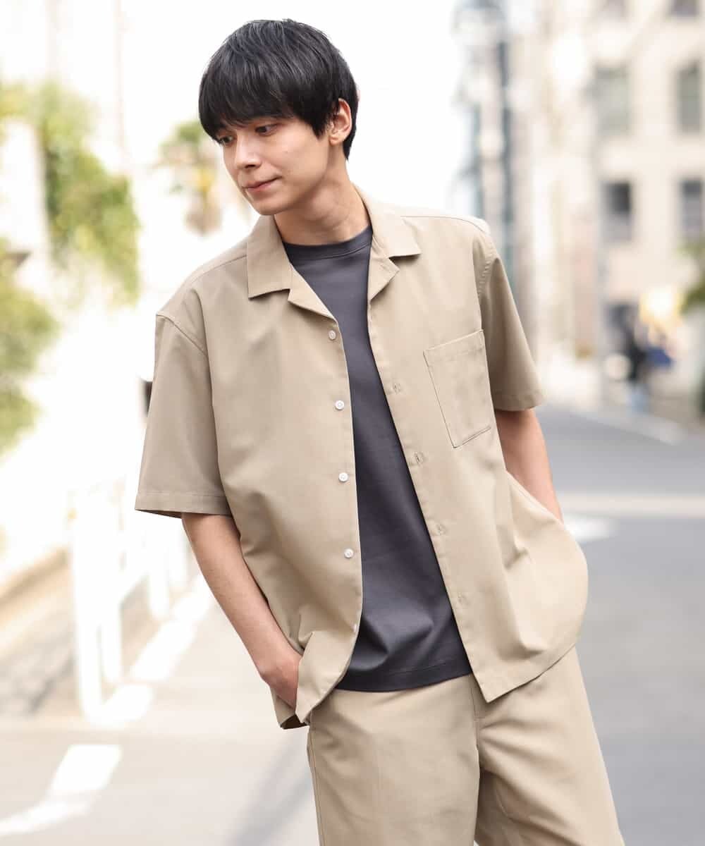 KHBGP40044 a.v.v MEN(アー・ヴェ・ヴェ) 【S-XXL/速乾】リライト オープンカラーシャツ ブルー