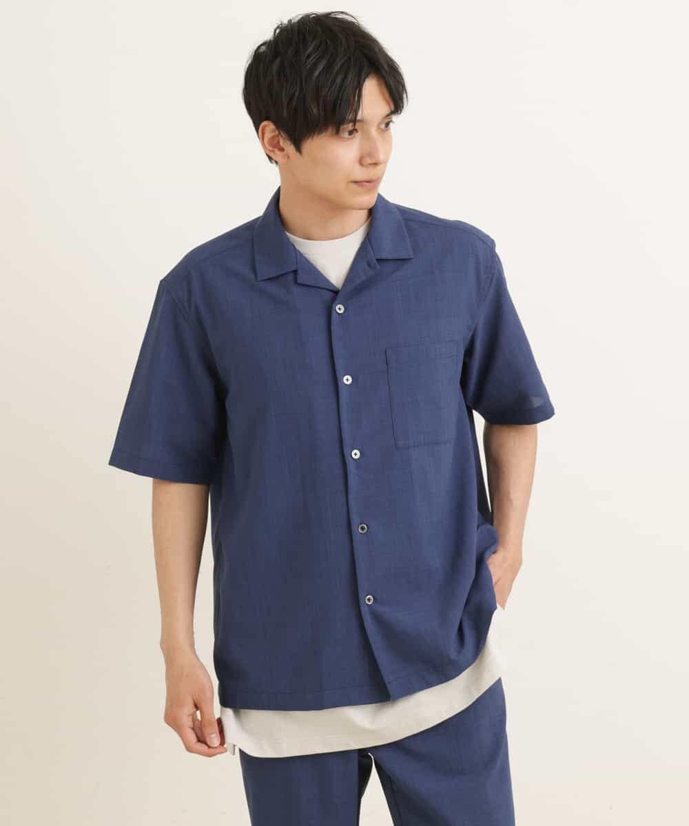 KHBGP40044 a.v.v MEN(アー・ヴェ・ヴェ) 【S-XXL/速乾】リライト オープンカラーシャツ ブルー