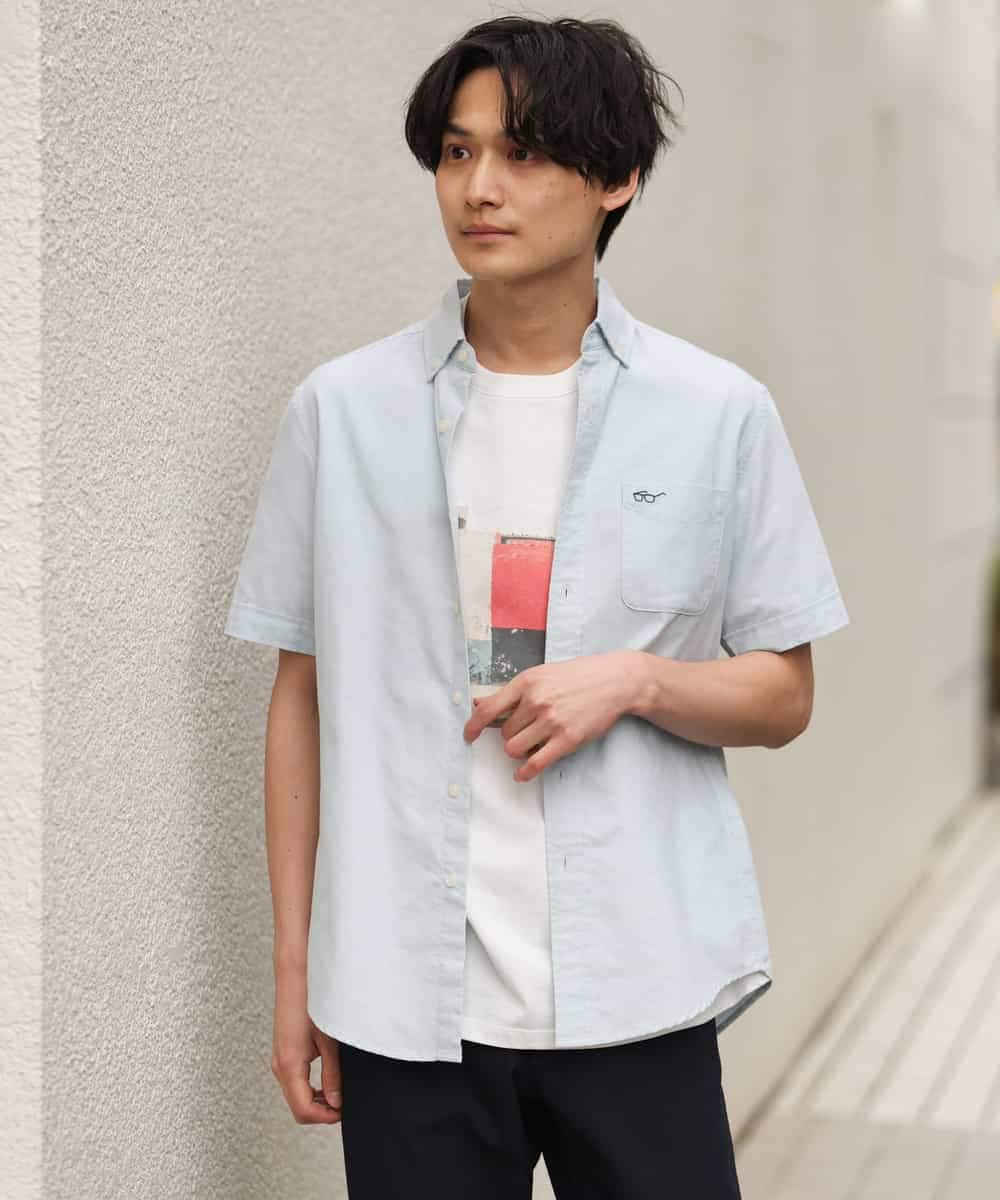 KHBGP43039 a.v.v MEN(アー・ヴェ・ヴェ) 【S-XXL】オックス半袖シャツ ライトブルー