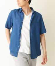 KHBGP74039 a.v.v MEN(アー・ヴェ・ヴェ) 【S-XXL】ハイブリッドリネン半袖シャツ ブルー