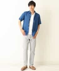 KHBGP74039 a.v.v MEN(アー・ヴェ・ヴェ) 【S-XXL】ハイブリッドリネン半袖シャツ ブルー